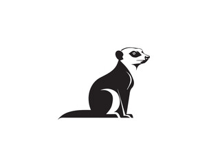 Meerkat vector silhouette isolated in white background. Black Meerkat animal silhouette. Meerkat logo icon. 
