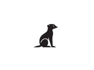 Meerkat vector silhouette isolated in white background. Black Meerkat animal silhouette. Meerkat logo icon. 