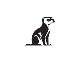 Fototapeta premium Meerkat vector silhouette isolated in white background. Black Meerkat animal silhouette. Meerkat logo icon. 