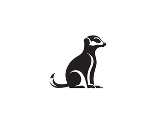 Meerkat vector silhouette isolated in white background. Black Meerkat animal silhouette. Meerkat logo icon. 