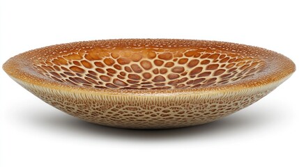 Brown ceramic bowl, textured surface, studio shot, home decor