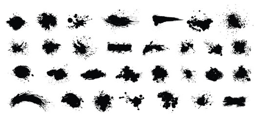 Black brush stroke set isolated on background. Paint brush stroke vector for ink paint, grunge design element, dirt banner, watercolor design, dirty texture. Trendy brush stroke, vector illustration