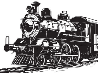 Locomotive Train silhouette vector illustration isolated on a white background. Black Train silhouette.  © Shabeer