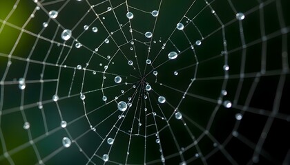 Fototapeta premium a spider web with drops of water on it