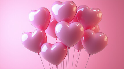 A bunch of pink heart-shaped balloon