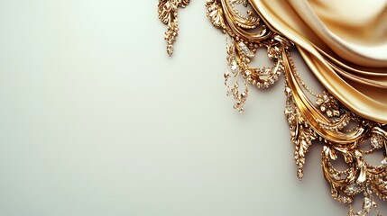 Obraz premium Gold Fabric Draped with Ornate Gilded Accents