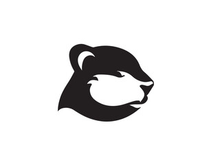 Otter animal silhouette. Vector image of a silhouette of an otter on a white background. 