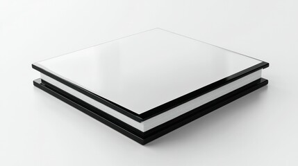 A stylish 3D calendar with glossy black edges and clean white pages, rendered on a bright white background.