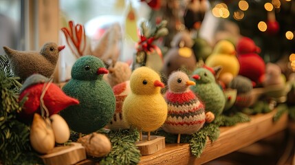 Charming Felted Bird Ornaments, Festive Holiday Decor