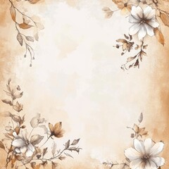 Delicate Floral Watercolor Design With Beige Background