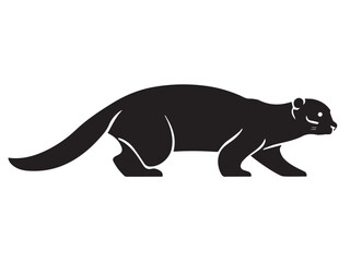Otter animal silhouette. Vector image of a silhouette of an otter on a white background. 
