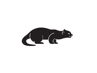 Otter animal silhouette. Vector image of a silhouette of an otter on a white background. 