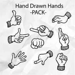Hand Drawn Gesture Set – Collection of Line Art Hand Gestures and Poses