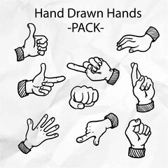 Hand Drawn Gesture Set – Collection of Line Art Hand Gestures and Poses