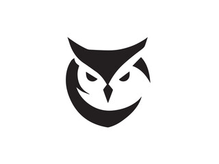 Owl head silhouette. Owl icon silhouette vector art style illustration. Owl silhouette vector art isolated white background. Black Owl logo.	