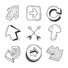 Hand-Drawn Arrows Collection – Various Directional and Symbolic Arrows