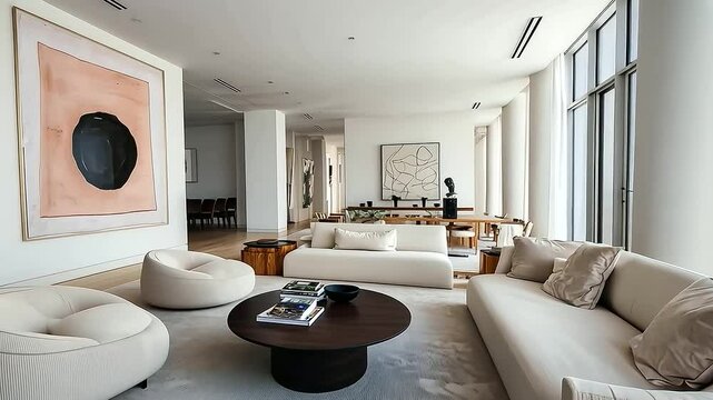 Mid Century Modern Living Room with Iconic Furniture and Art
