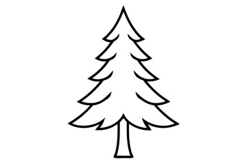 Detailed Pine Tree Line Art Vector for Holiday Season, Christmas, and Winter Decor