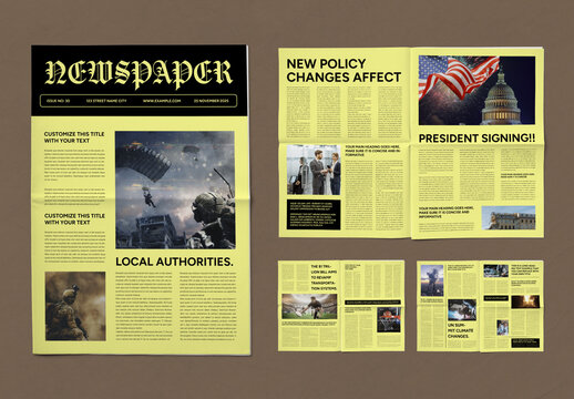 Vintage Creative Newspaper Layout Featuring Articles