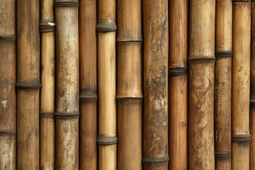 Light brown bamboo-woven wall background texture, seamless pattern