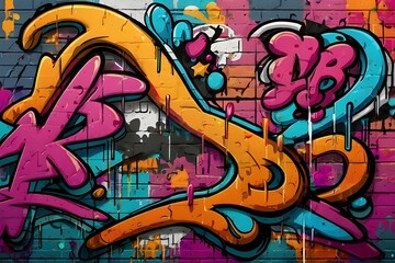 Graffiti wall abstract background. Idea for artistic pop art background backdrop. Generative AI