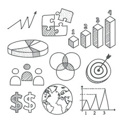 Hand-Drawn Business and Finance Infographic Icons – Growth, Graphs, and Data