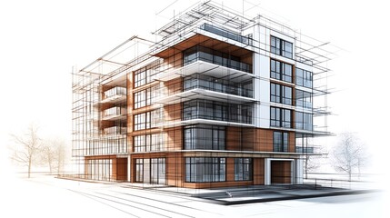 Modern studio illuminated with sunlight and a blueprint filled drafting table image