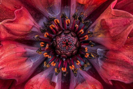 Close up of red dahlia flower - Powered by Adobe