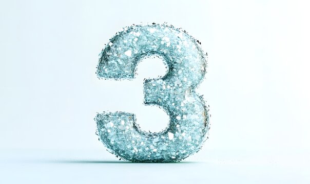 Icy Number Three, Studio Shot, Background Gradient,  Website Design