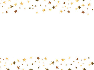 Golden stars pattern isolated on white background, cutout