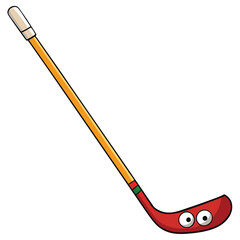 Cartoon Hockey Stick Vector – Fun Sports Equipment Illustration, Cute and Playful Ice or Field Hockey Clipart, Minimalist Character Design for Kids and Digital Art