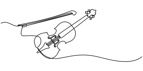 Violin Continuous Line Illustration, violin continuous line art drawing, Hand-drawn violin one-line art drawing. Violin continuous outline vector, A continuous line drawing of a violin. Abstract pro. 