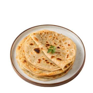 plate of paratha on transparent background