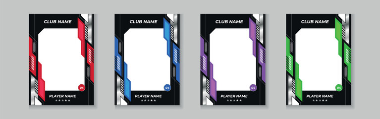 Trading card template design for sports, picture frame for player performance, photo frame or border collection for hockey, basketball and football player, sports flyer design, template eps 10.
