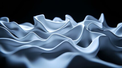 Fototapeta premium White Curved Fabric Waves Abstract Texture on Dark Background