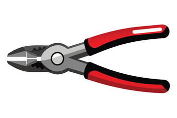Obraz premium A pair of silver metal pliers with red and black rubber grips isolated on white studio background.