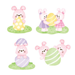 Set of Cute Bunny rabbits for Easter day banner , Easter day card.