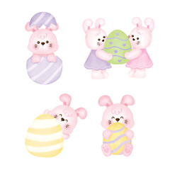 Set of Cute Bunny rabbits for Easter day banner , Easter day card.