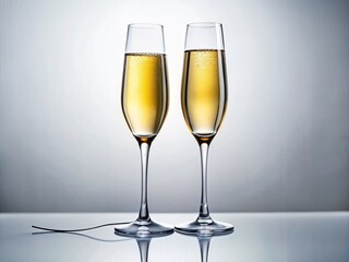 Minimalist Line Art: Two Champagne Flutes, Elegant Celebration