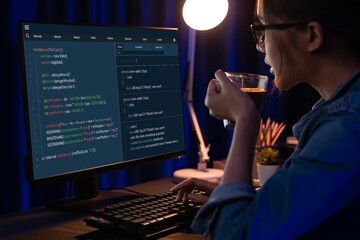 Software development programming on computer screen for brisk application and program coding
