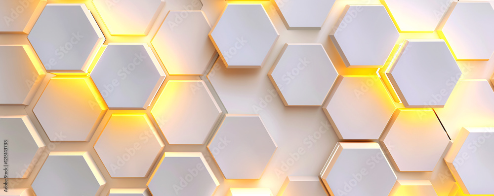 Poster Abstract hexagonal geometric background with illumination