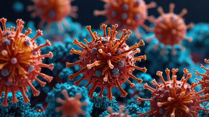 Close-up of coronavirus bacteria plastic model, micro virus and covid-19 cell bacteria. Worldwide pandemic and corona outbreak concept