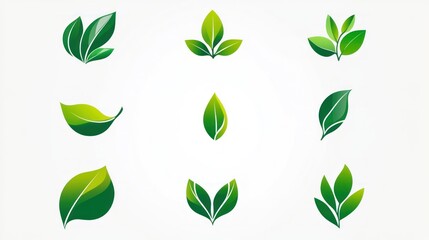 Green leaf logo designs; nature, ecology, environment