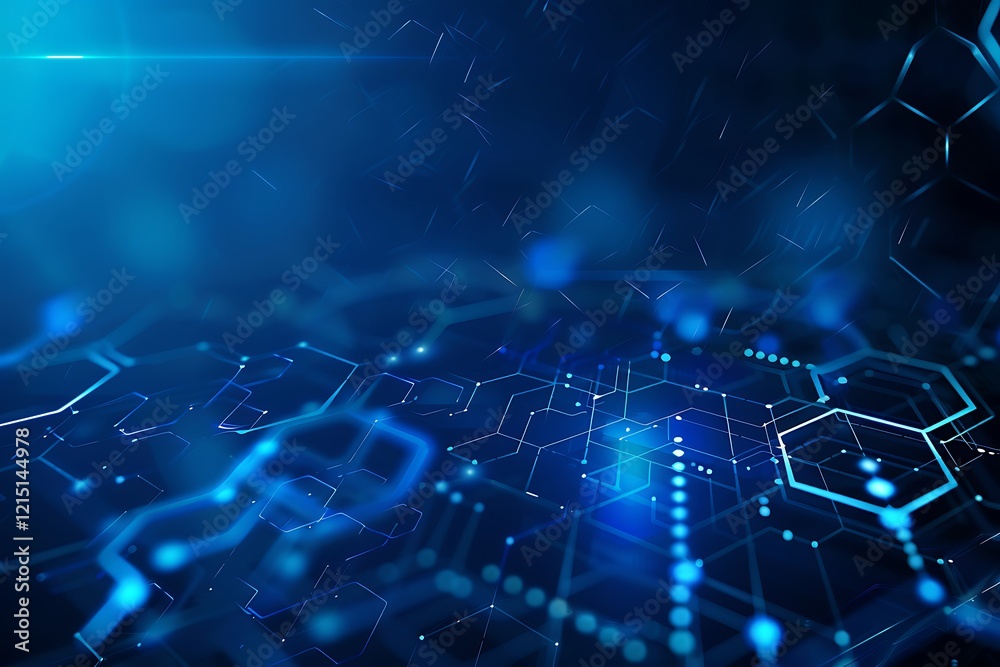 Poster abstract blue technology hexagonal background