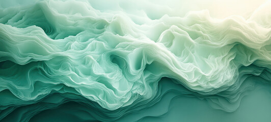 Obraz premium Abstract teal waves blending seamlessly, evoking a smooth and calming background that reflects the beauty of flowing water in nature.