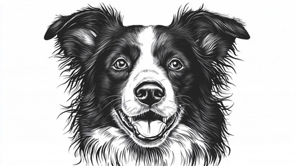 Fototapeta premium Happy Border Collie Dog Portrait Black and White Pet Canine Animal Dog Breed Puppy
