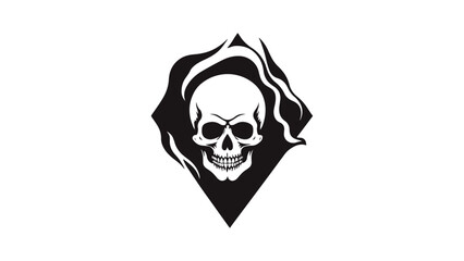 skull icon, cool skull tattoo, cool black and white skull icon, very cool death tattoo or card sign with skull