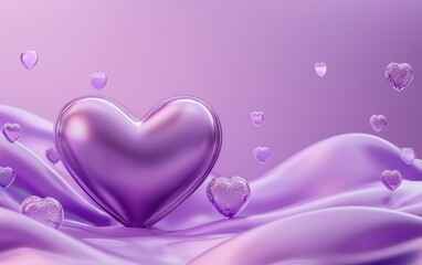 Saint Valentines Day and 8 march womans day purple 3d background