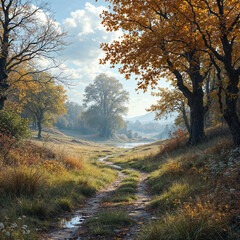 Fototapeta premium Concept photo of rural, rural landscape