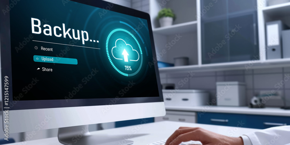 Poster backup storage data internet technology business concept. database storage cloud technology file dat